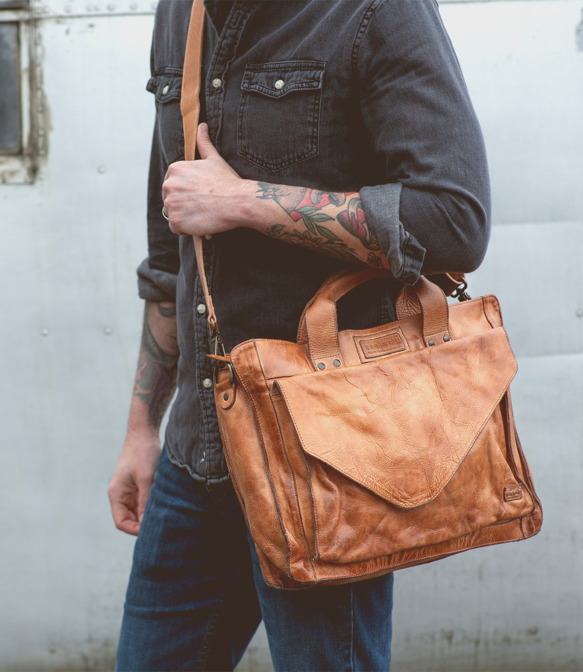 Depp Men's Full-Grain Leather Work Bag