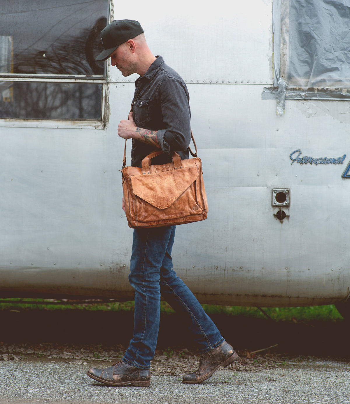 Depp Men's Full-Grain Leather Work Bag