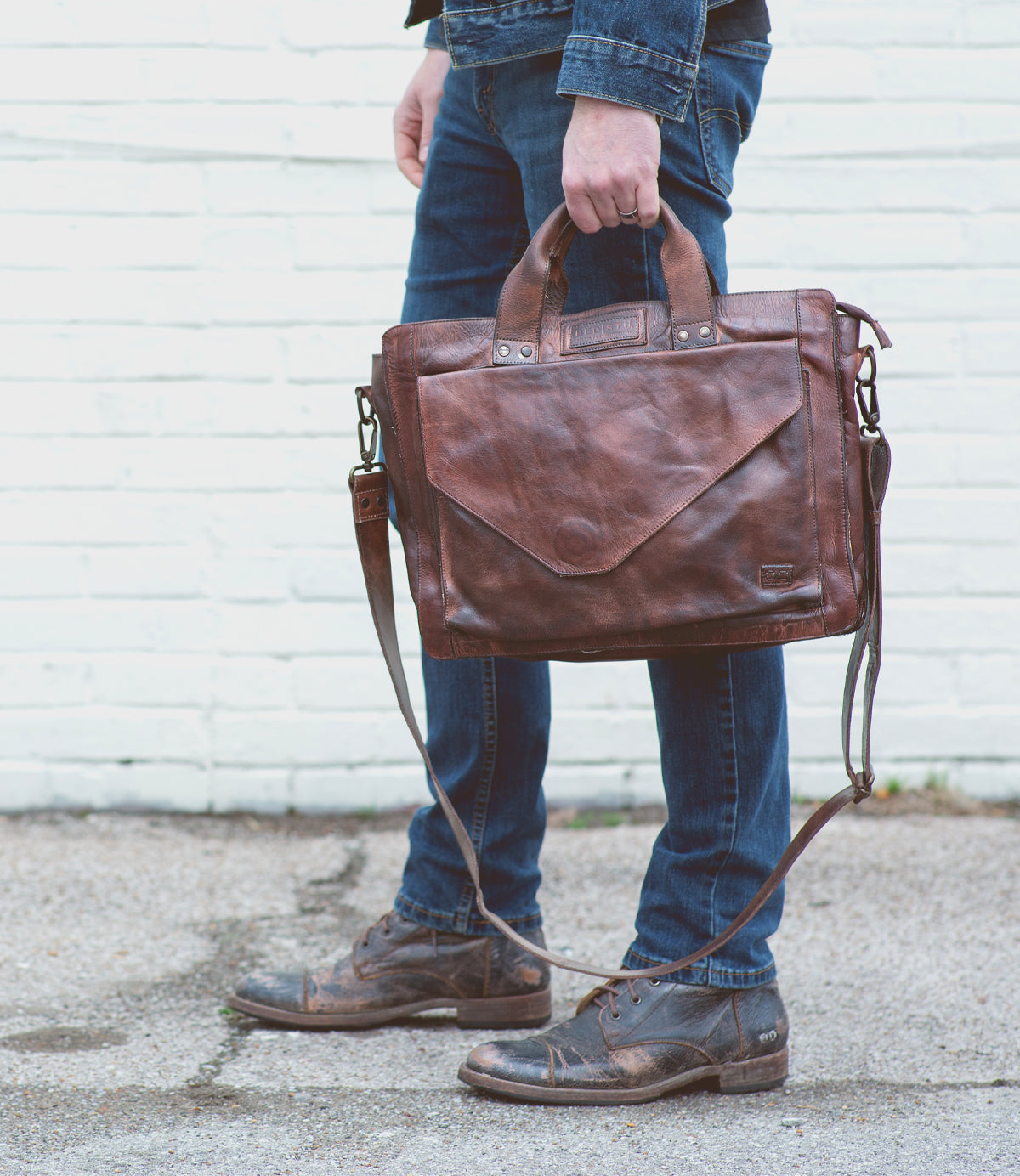 Depp Men's Full-Grain Leather Work Bag