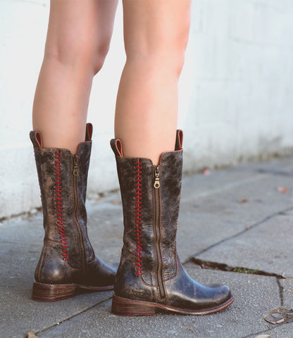 Latifah Women’s Full-Grain Leather Moto Boot